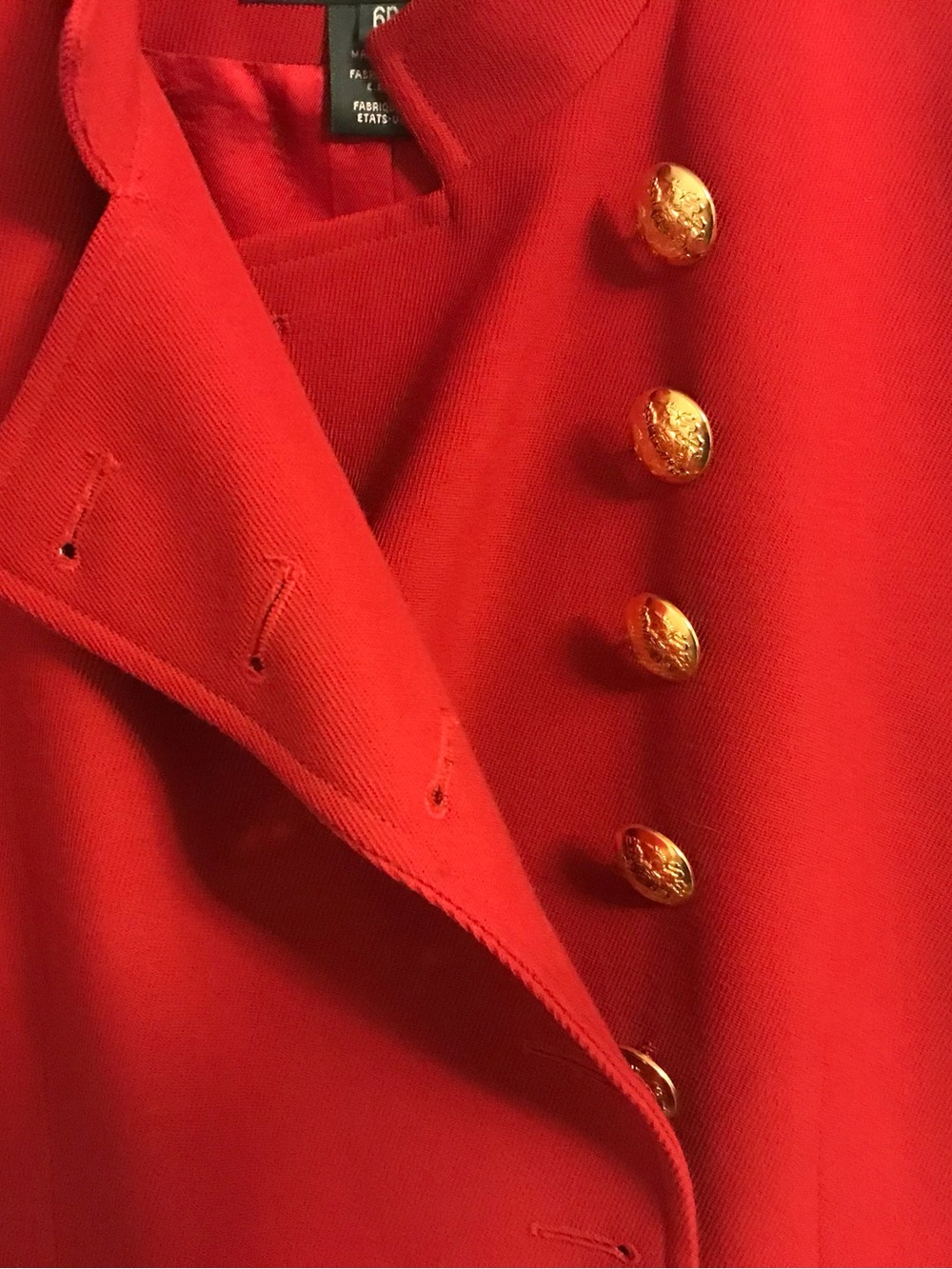 Lauren Ralph Lauren Vintage Red Blazer Wool Shoulder Pads Gold Buttons - Picture 4 of 10